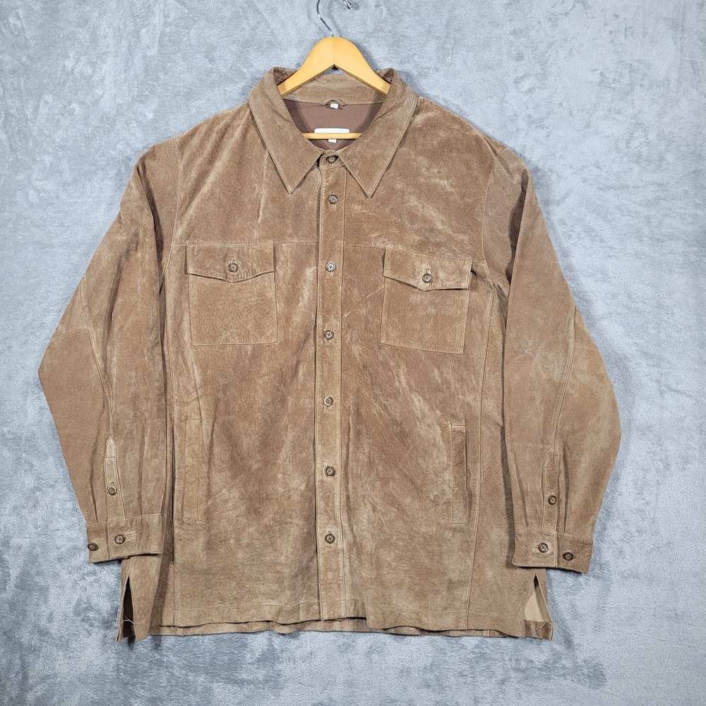 Vintage FG Field Gear Suede Leather Shirt Jacket XXL Mens Button Up